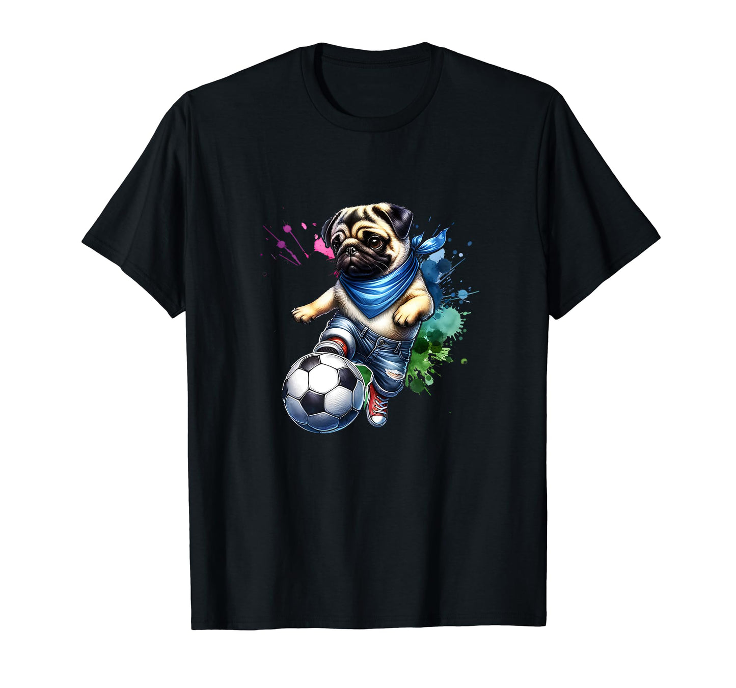 Pug Dog Soccer Ball Champion Fan T-Shirt - Unique Graphic Unisex - T-Shirt, Sweatshirt, Hoodie