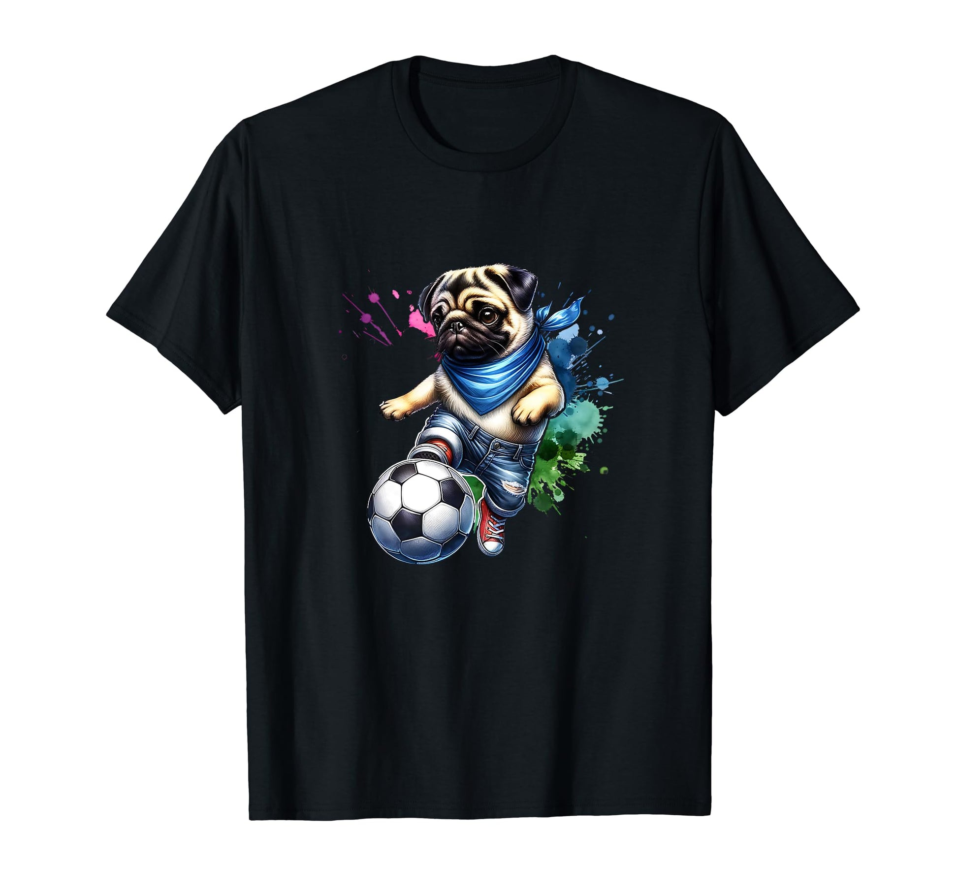 Pug Dog Soccer Ball Champion Fan T-Shirt - Unique Graphic Unisex - T-Shirt, Sweatshirt, Hoodie