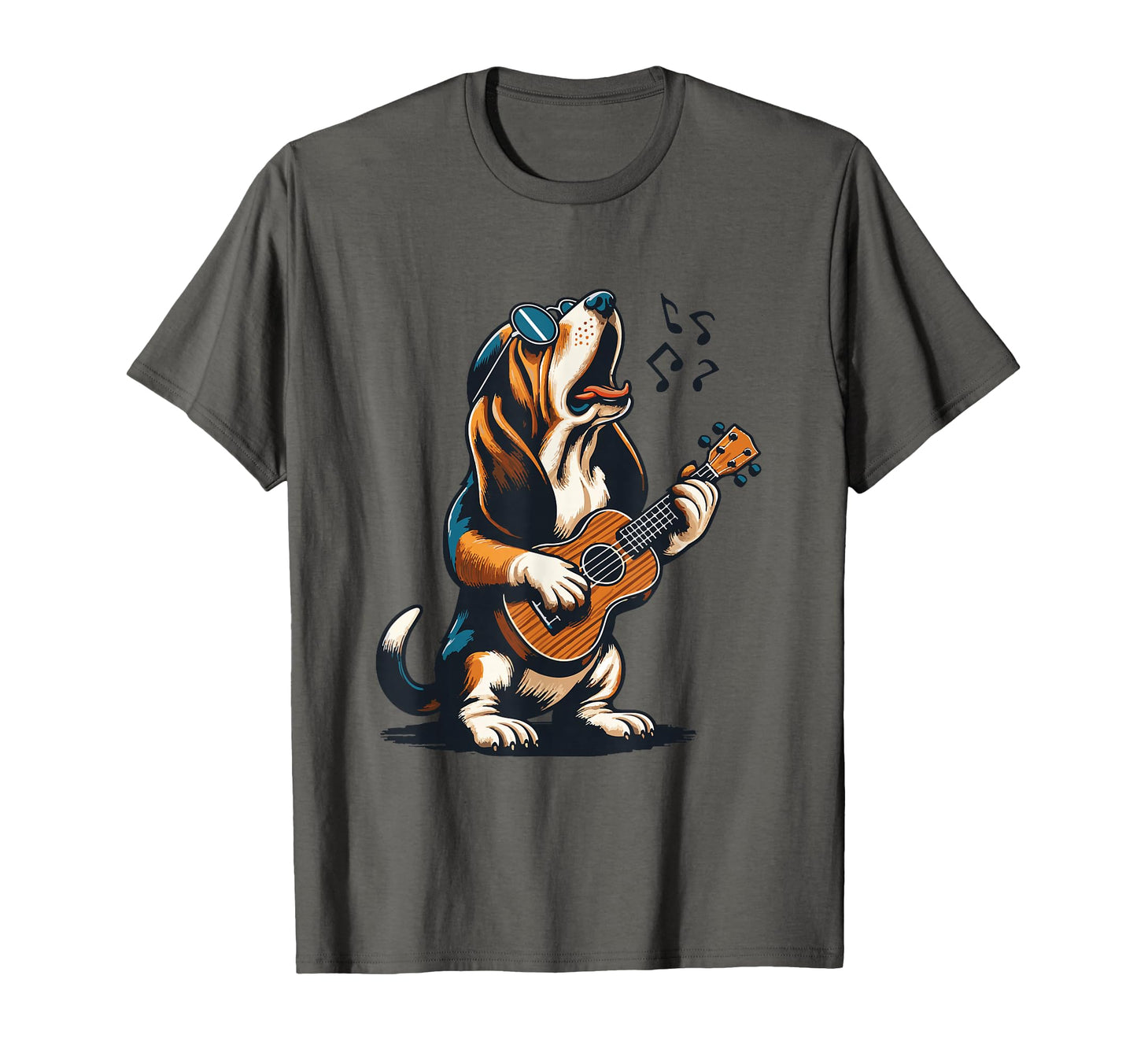 Dog Playing Guitar Singing Basset Hound T-Shirt - Novelty Apparel Unisex - T-Shirt, Sweatshirt, Hoodie