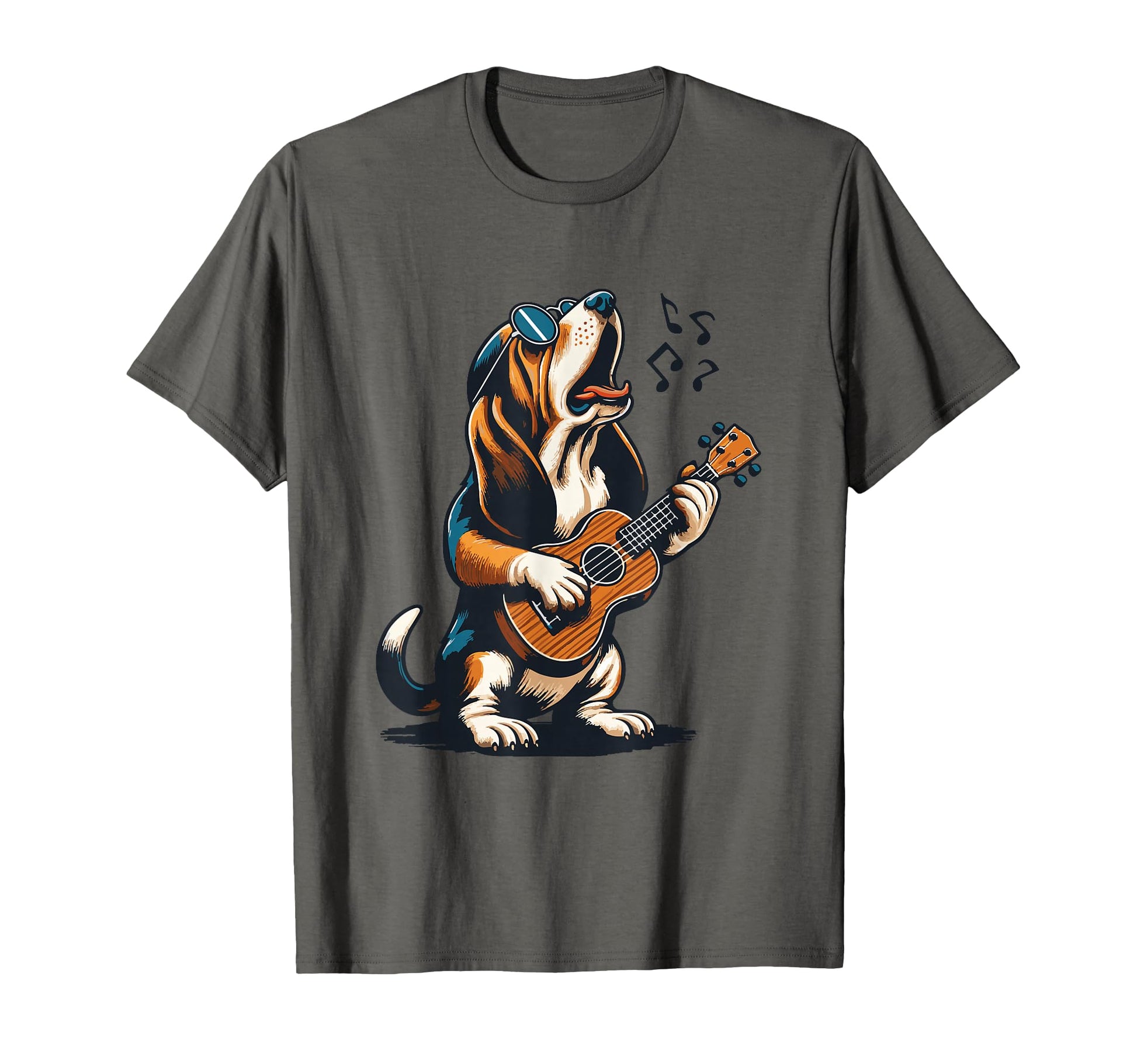 Dog Playing Guitar Singing Basset Hound T-Shirt - Novelty Apparel Unisex - T-Shirt, Sweatshirt, Hoodie
