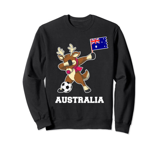 Australia Soccer Reindeer Sweatshirt - Novelty Apparel for Adults - T-Shirt, Sweatshirt, Hoodie