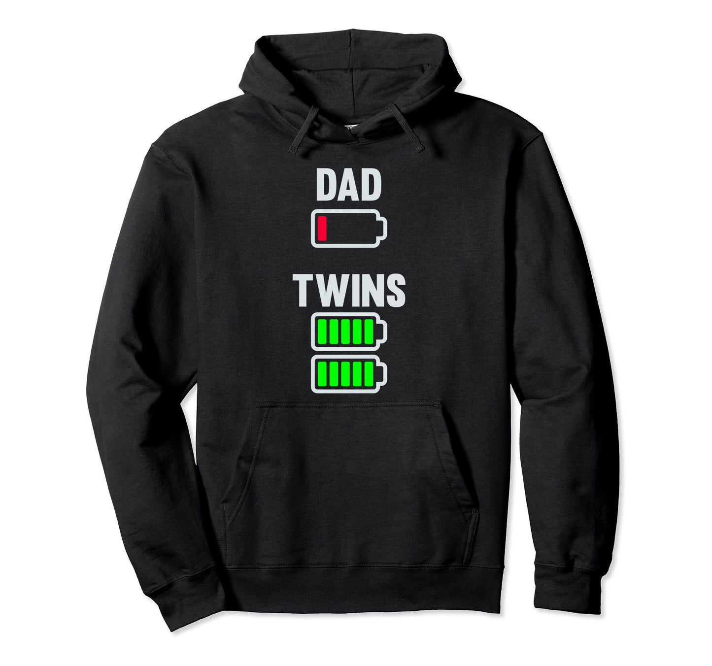Funny Tired Twin Dad Low Battery Full Hoodie - Fun Novelty Design Unisex - T-Shirt, Sweatshirt, Hoodie
