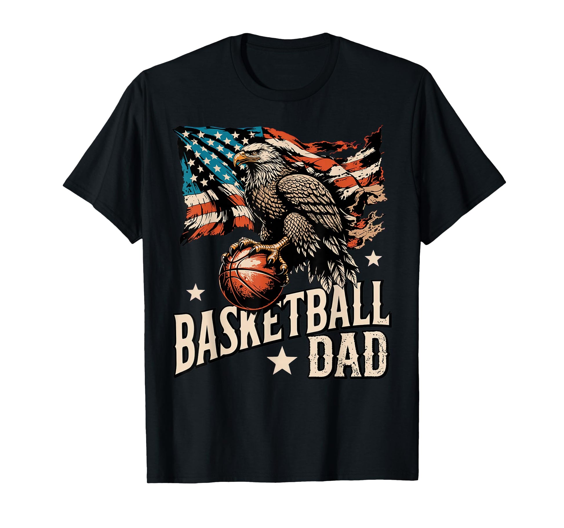 Basketball American Flag Basketball Dad T-Shirt - Graphic Print Men Women - T-Shirt, Sweatshirt, Hoodie