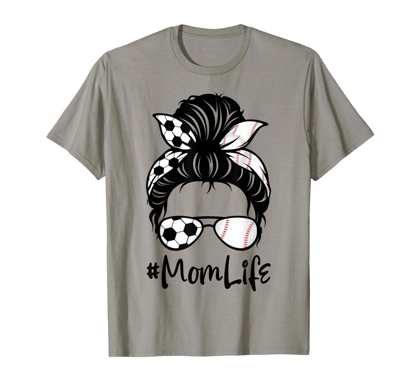 Womens Mom Life Soccer Messy Bun T-Shirt - Graphic Print for Adults - T-Shirt, Sweatshirt, Hoodie