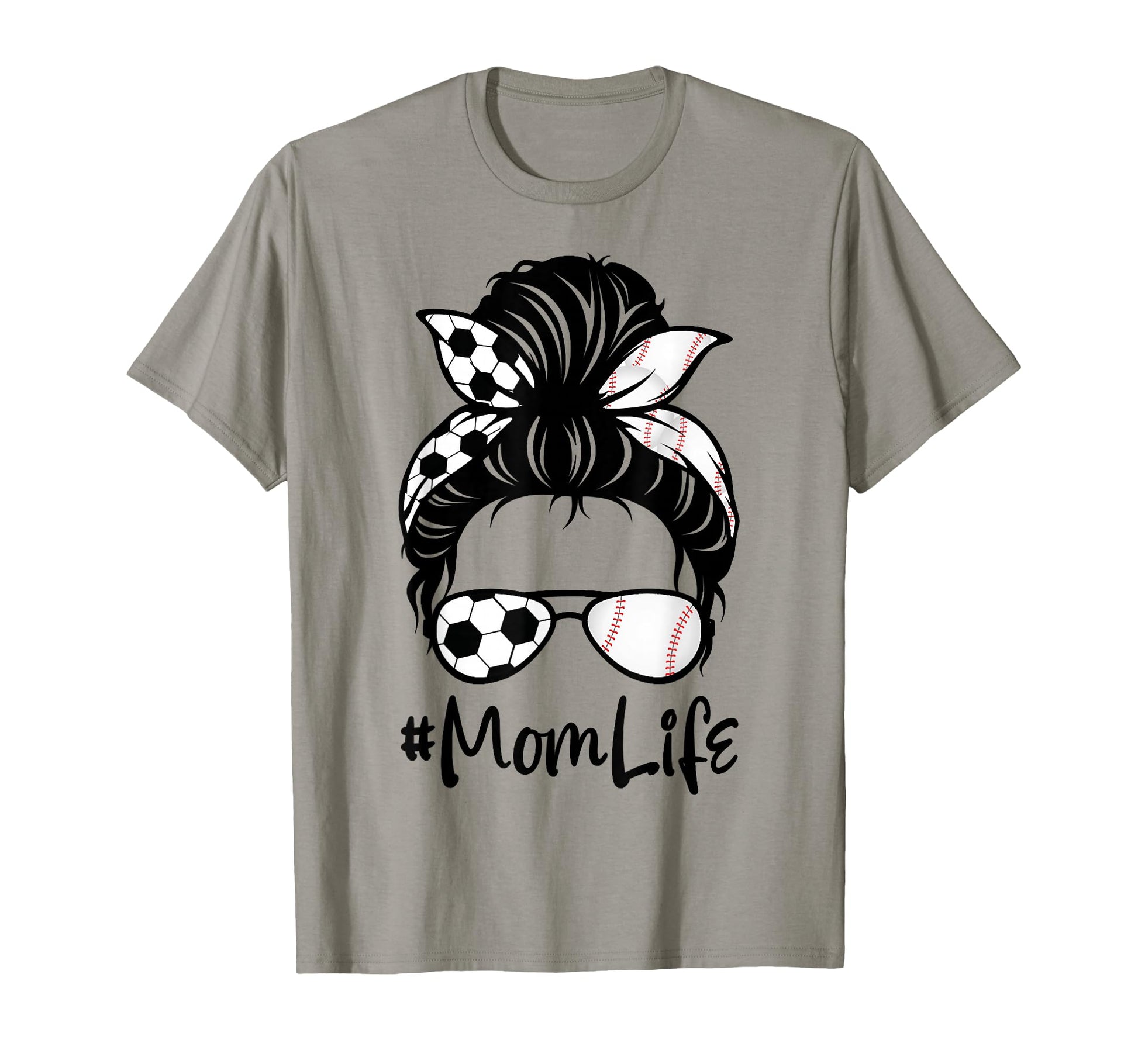 Womens Mom Life Soccer Messy Bun T-Shirt - Graphic Print for Adults - T-Shirt, Sweatshirt, Hoodie