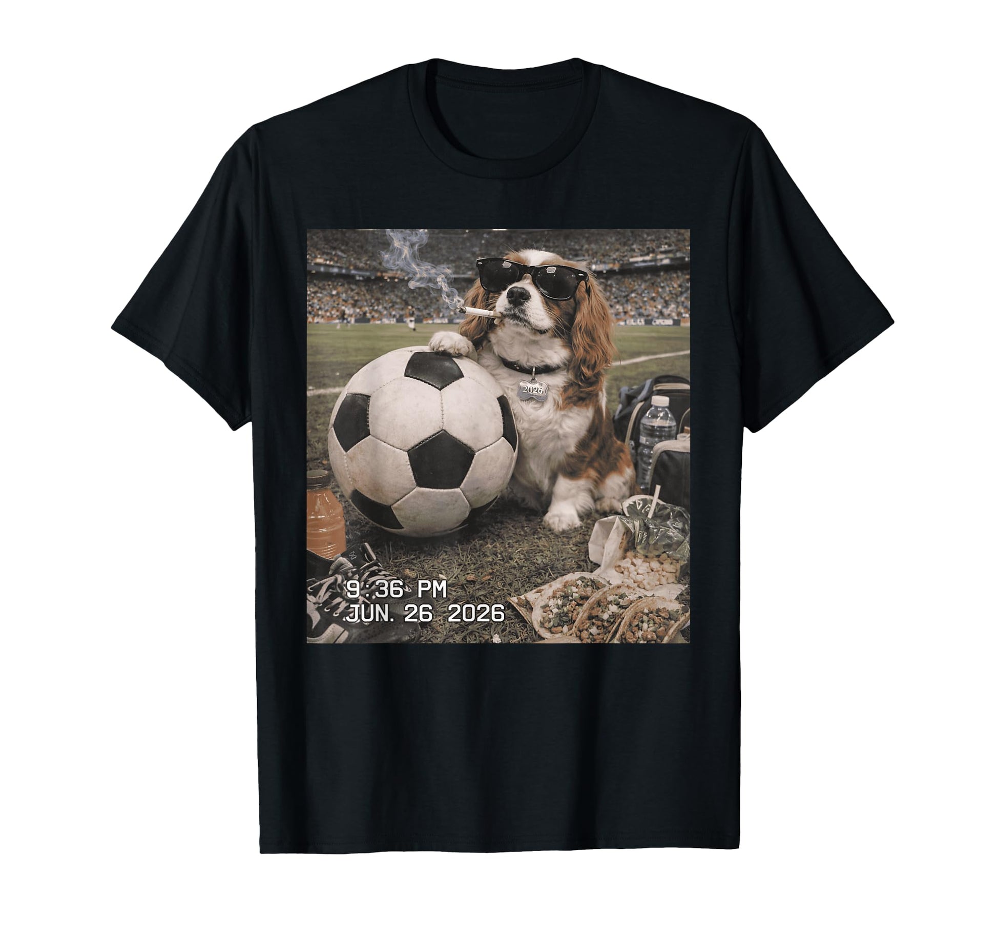 Funny Dog Smoking Sunglasses Soccer Fan T-Shirt - Custom Art Print Unisex - T-Shirt, Sweatshirt, Hoodie