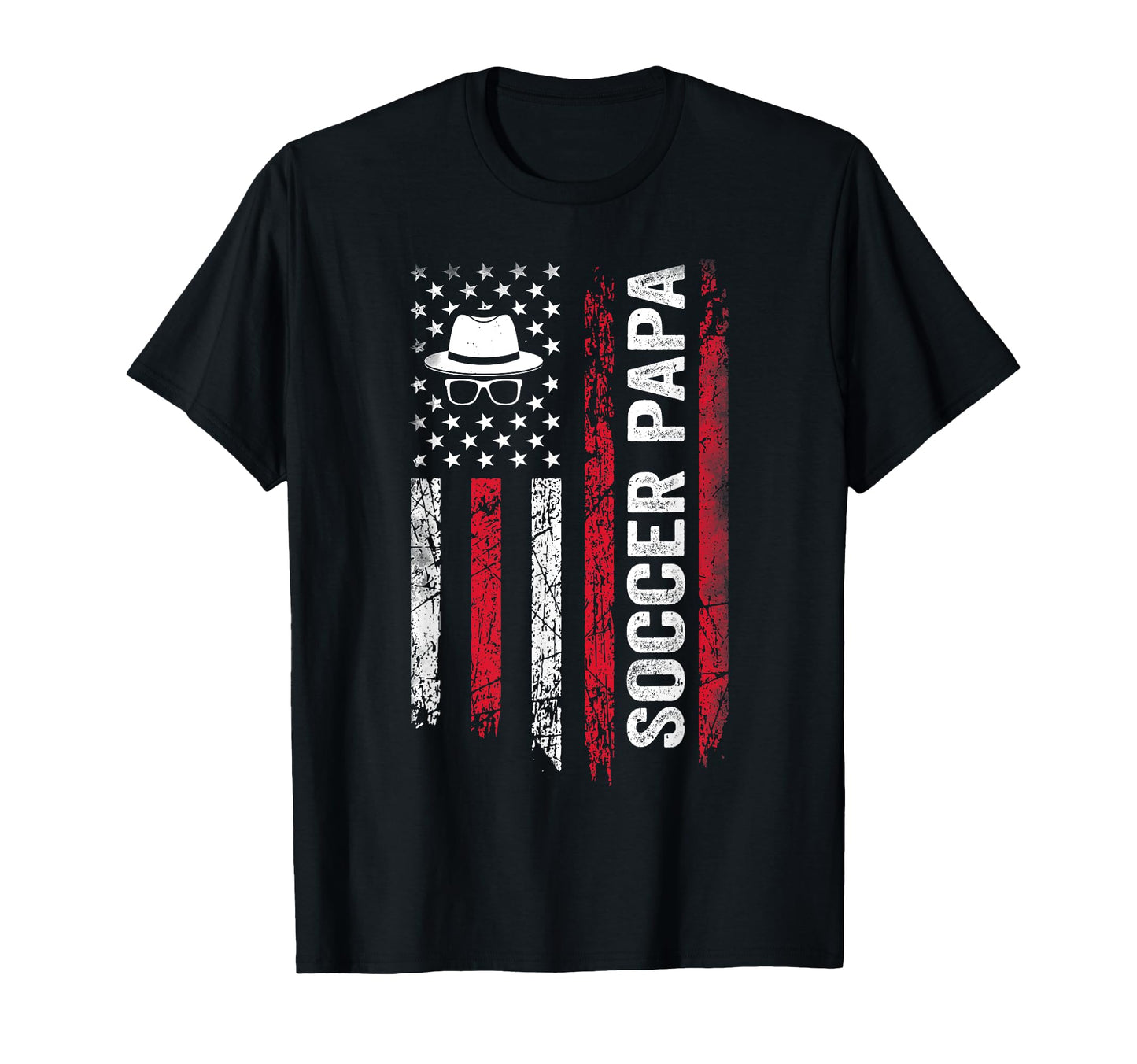 Soccer Papa American Flag Football T-Shirt - Trendy Graphic for Adults - T-Shirt, Sweatshirt, Hoodie