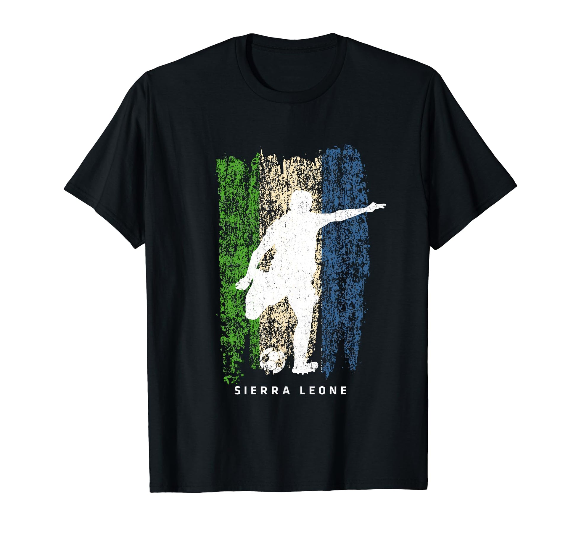 Sierra Leone Flag Soccer Player T-Shirt - Minimalist Print Unisex - T-Shirt, Sweatshirt, Hoodie