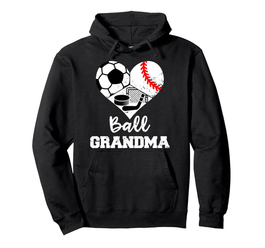 Ball Grandma Heart Funny Soccer Hoodie - Fun Novelty Design Men Women - T-Shirt, Sweatshirt, Hoodie