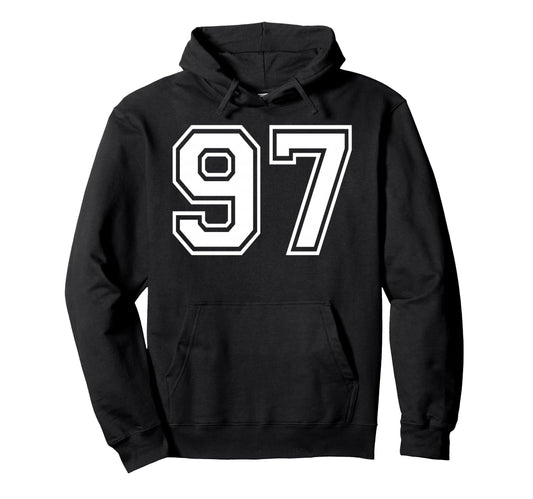 97 Number Ninety Seven Team Sports Hoodie - Unique Graphic for Adults - T-Shirt, Sweatshirt, Hoodie