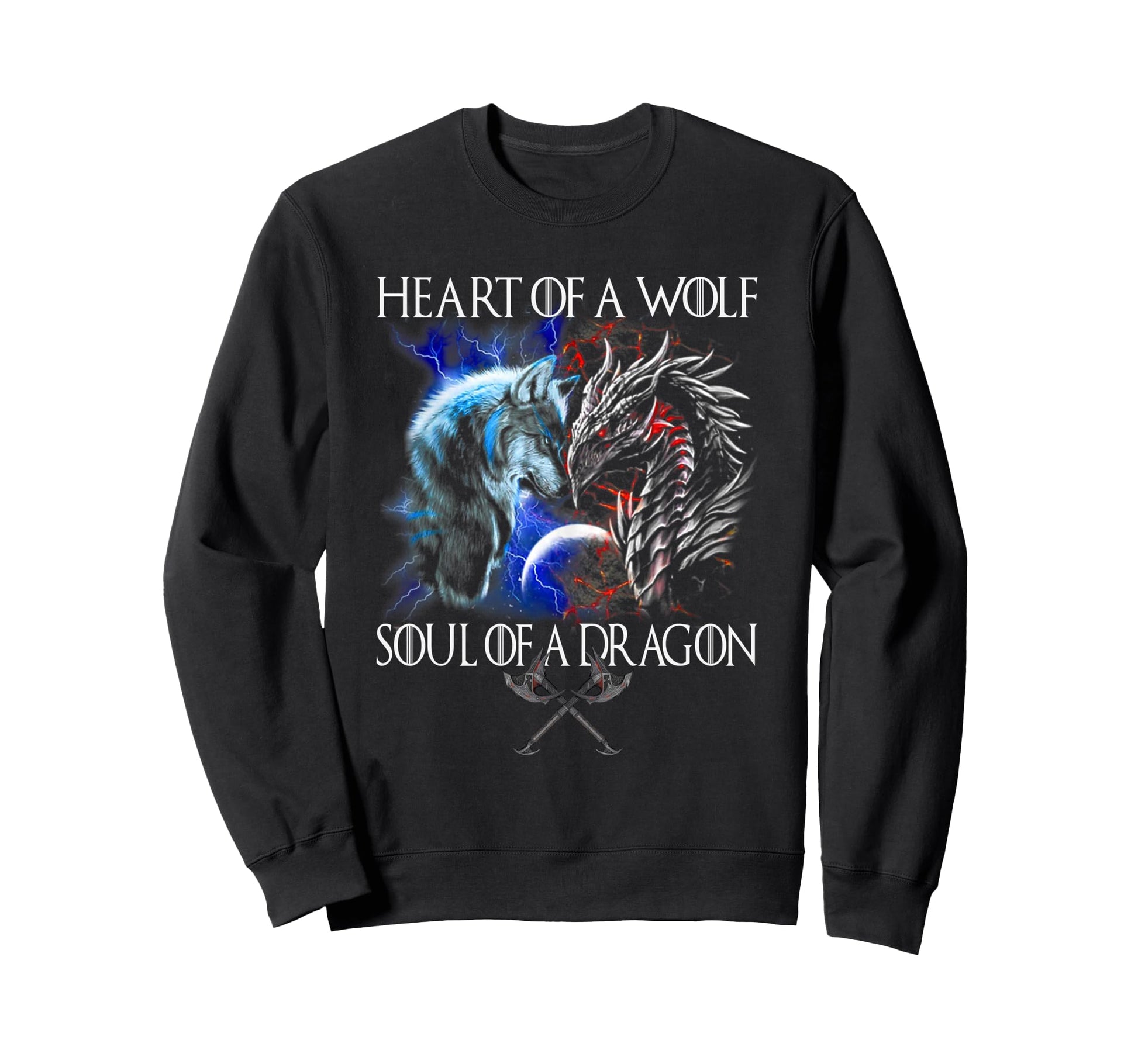 Heart Wolf Soul Dragon Funny Sweatshirt - Fun Novelty Design Men Women - T-Shirt, Sweatshirt, Hoodie
