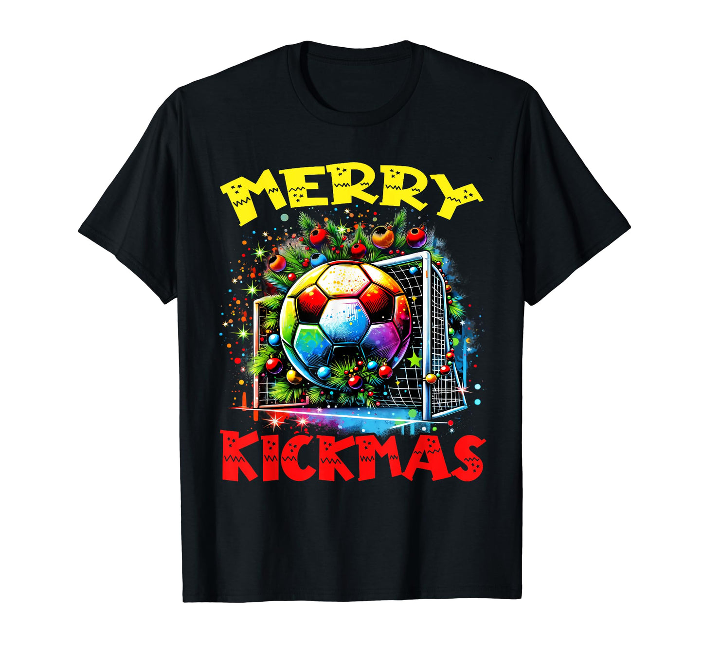 Merry Kickmas Soccer Ball Soccer T-Shirt - Custom Art Print Men Women - T-Shirt, Sweatshirt, Hoodie