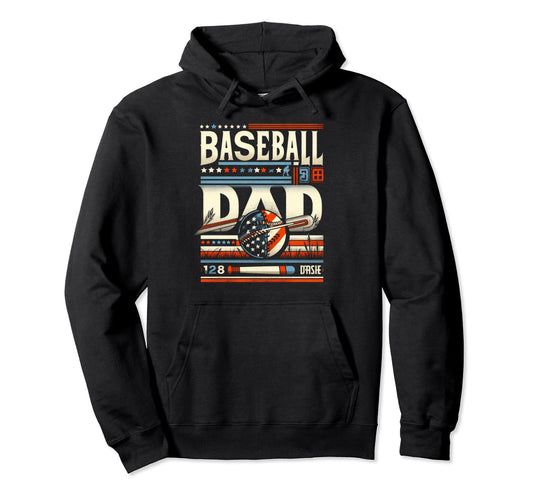 Baseball Dad Fathers Day Hoodie - Trendy Graphic Unisex - T-Shirt, Sweatshirt, Hoodie
