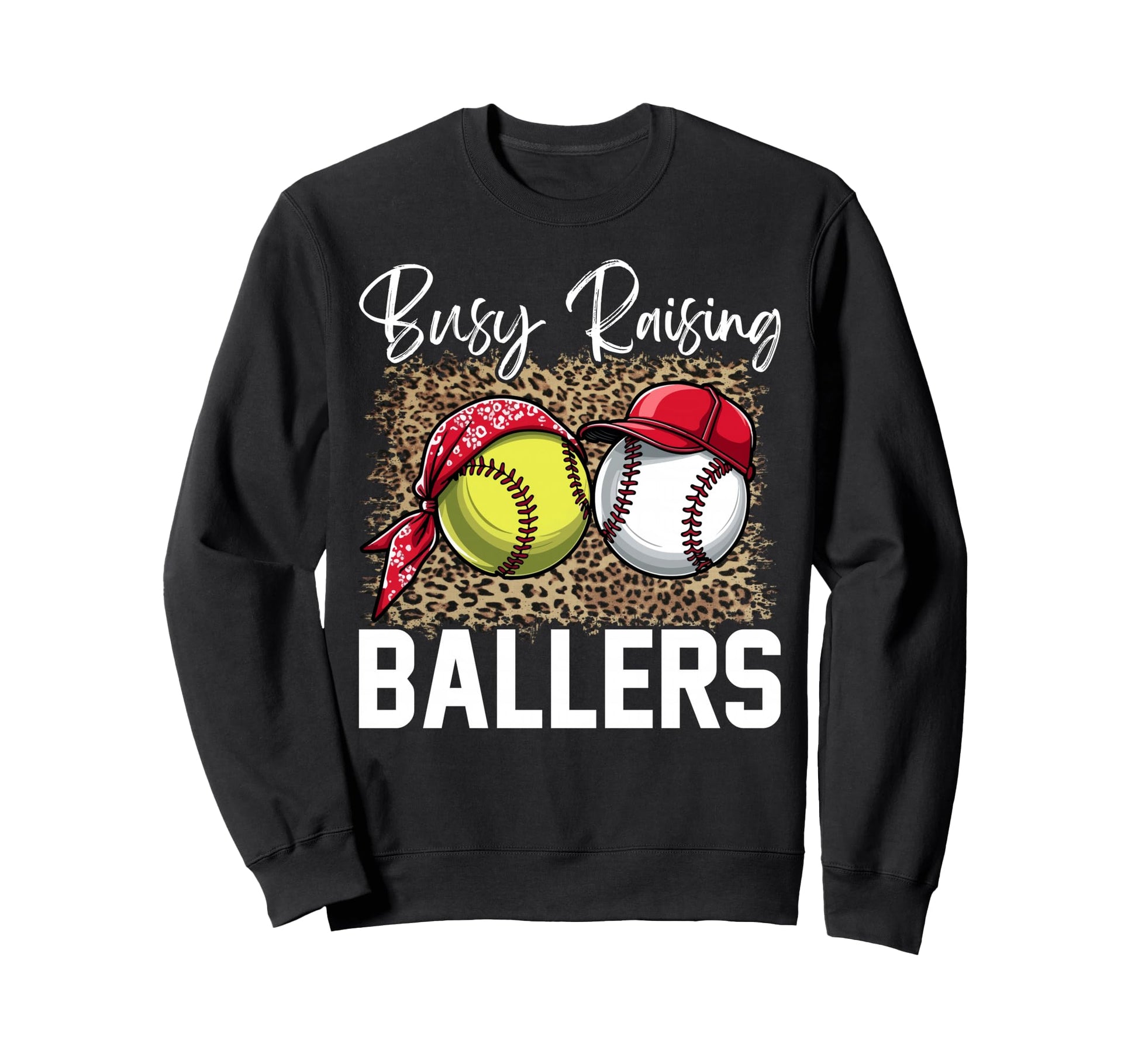 Leopard Busy Raising Ballers Sweatshirt - Aesthetic Graphic for Adults - T-Shirt, Sweatshirt, Hoodie