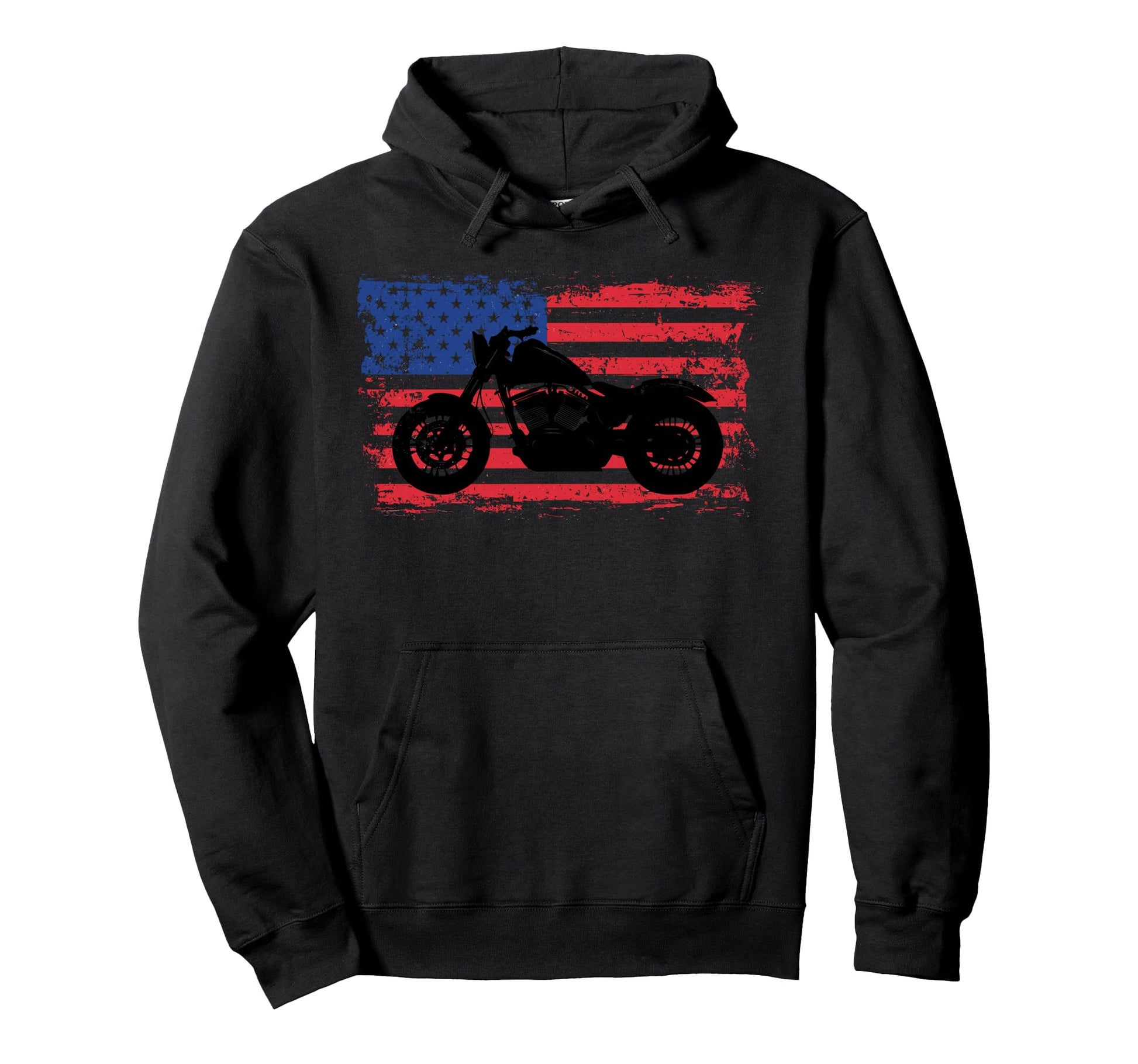 Motorcycle Biker Motorcycle Us Flag Hoodie - Custom Art Print Men Women - T-Shirt, Sweatshirt, Hoodie