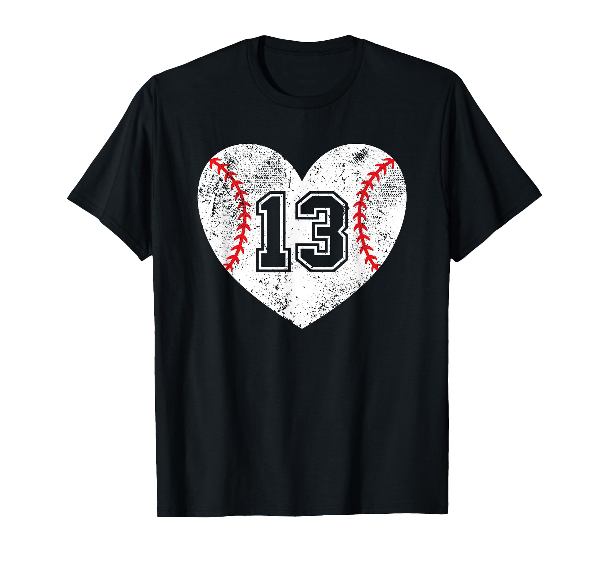 Baseball Heart Player 13 Baseball Mom Dad T-Shirt - Unique Graphic Unisex - T-Shirt, Sweatshirt, Hoodie