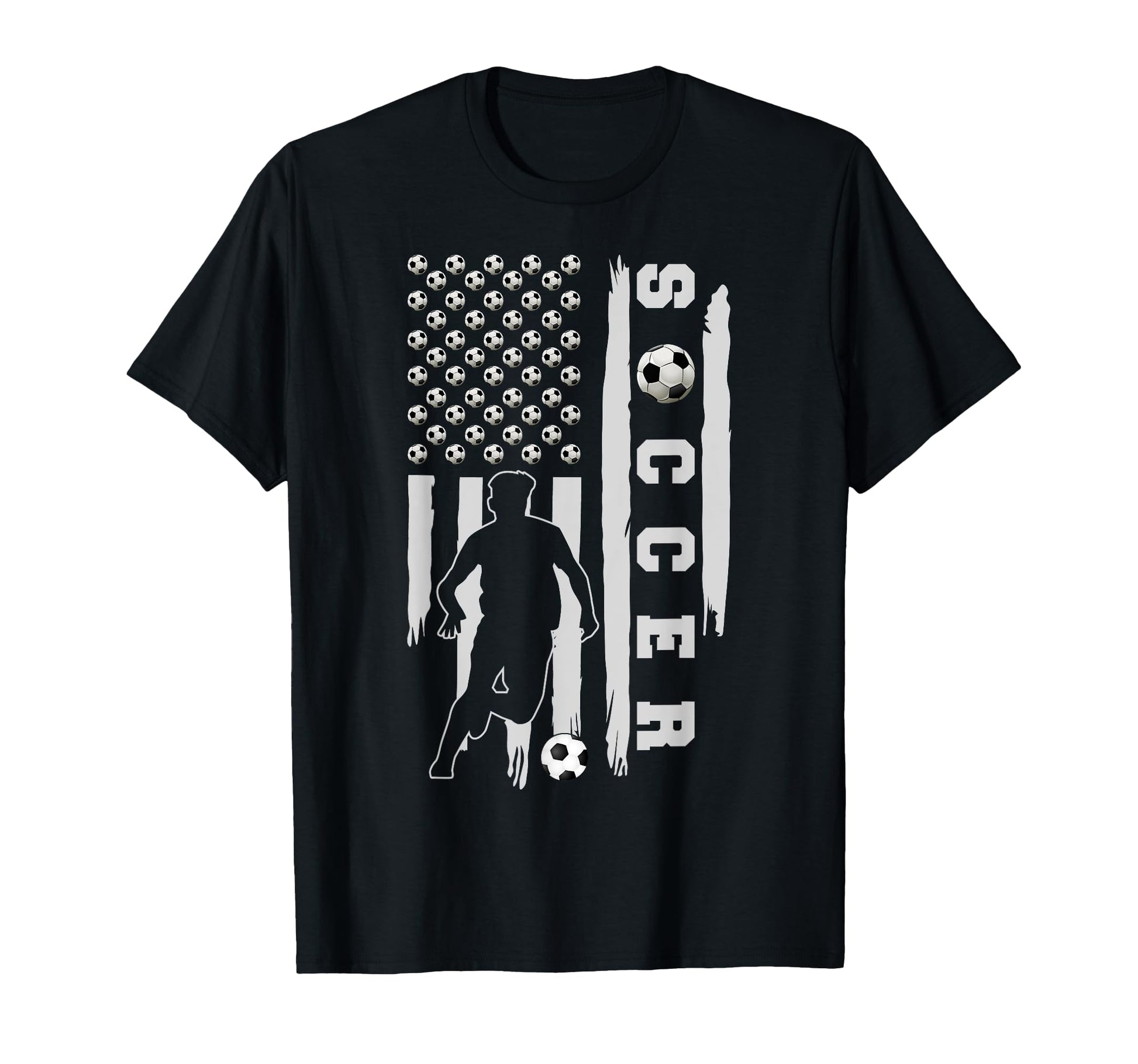 Usa Flag Football Player Soccer Fan T-Shirt - Casual Everyday Wear Unisex - T-Shirt, Sweatshirt, Hoodie