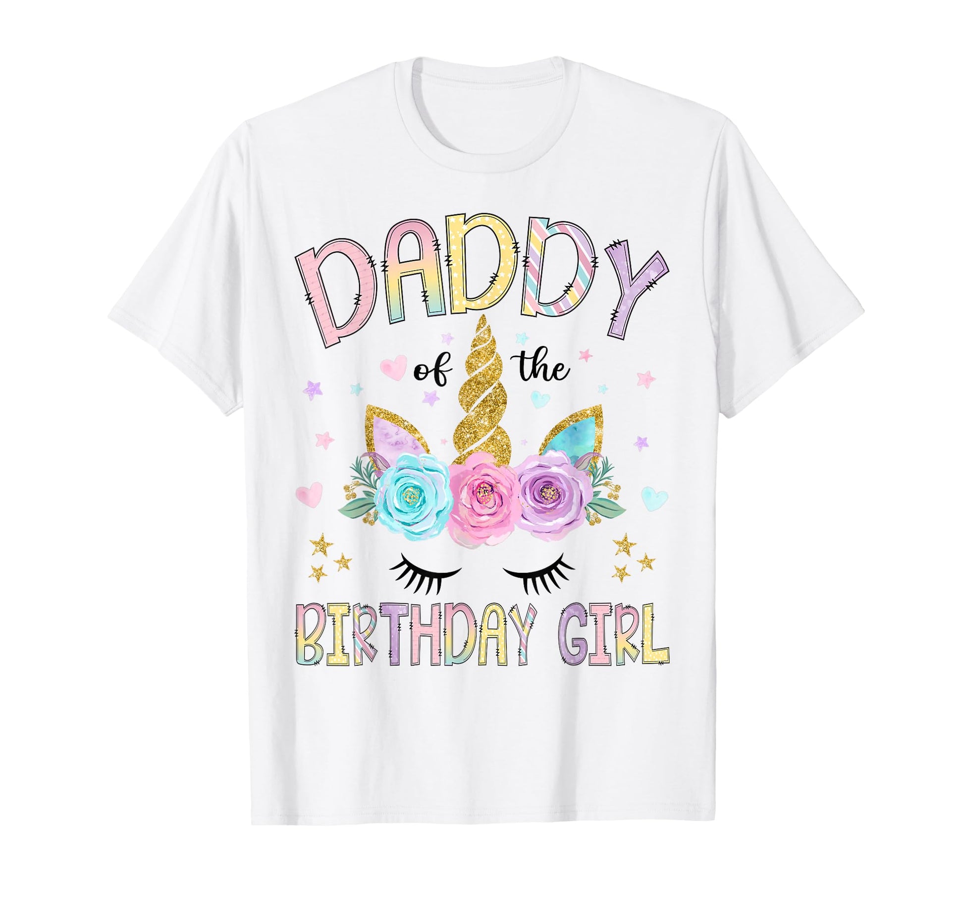 Daddy Birthday Unicorn Floral Family T-Shirt - Custom Art Print Men Women - T-Shirt, Sweatshirt, Hoodie