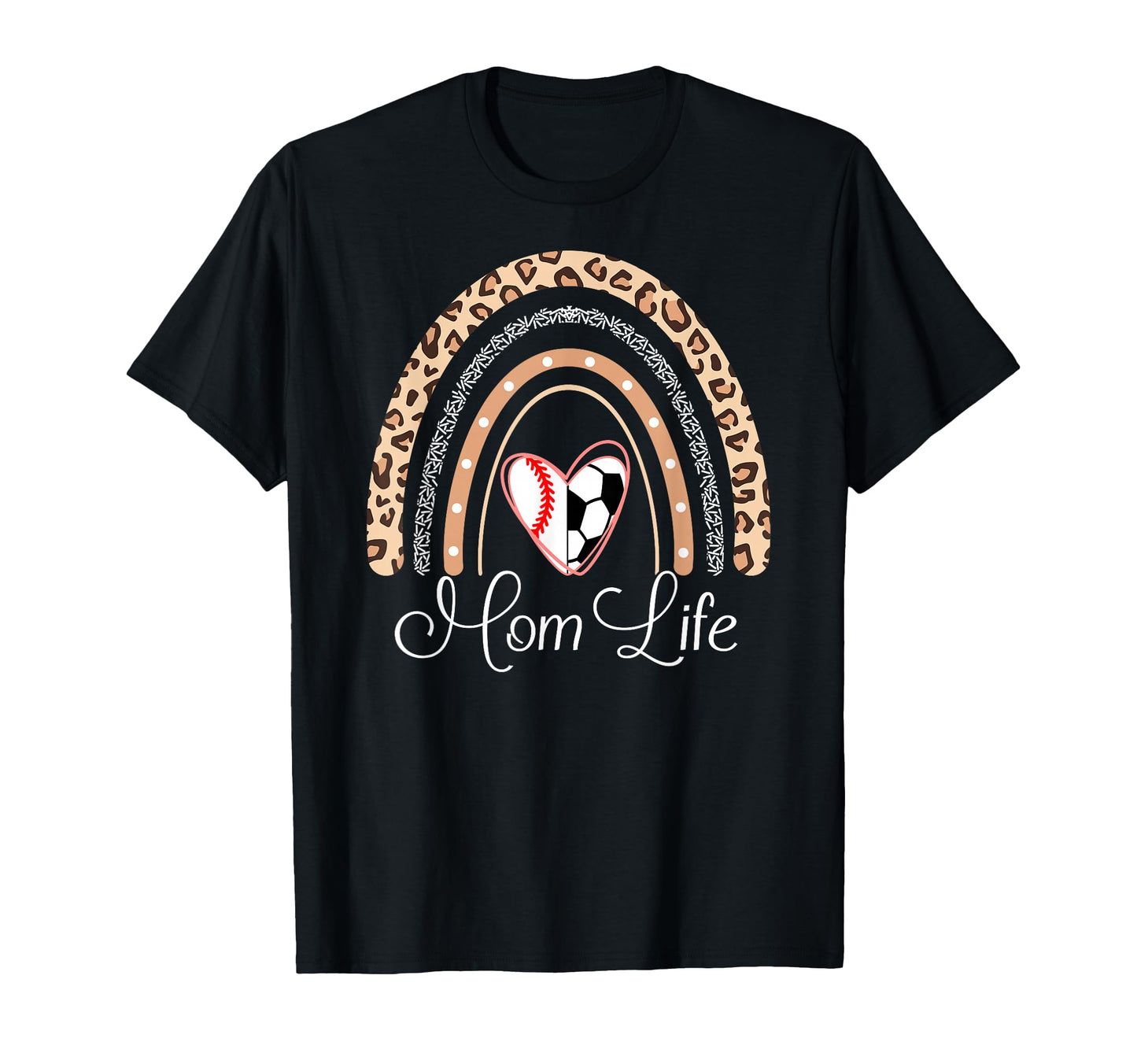 Mom Life Boho Rainbow Funny Soccer T-Shirt - Unique Graphic Men Women - T-Shirt, Sweatshirt, Hoodie