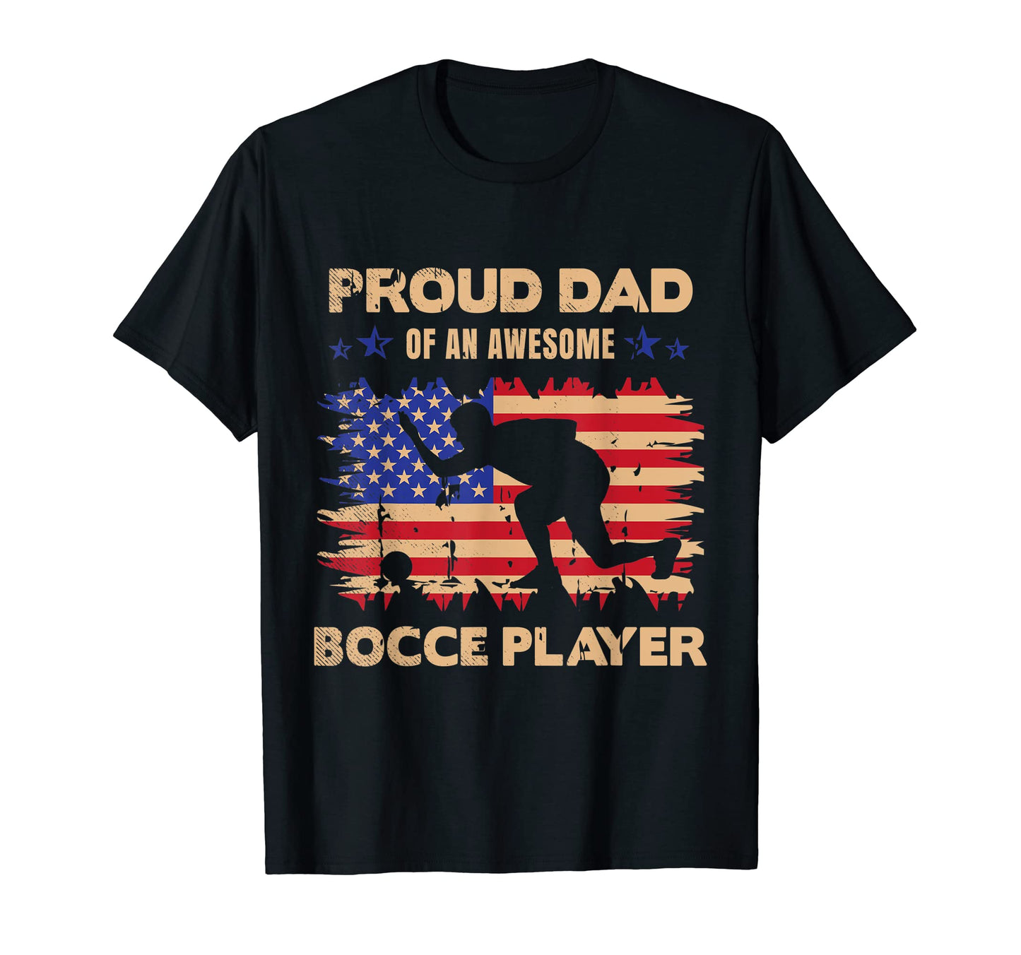 Bocce Sports Proud Dad Mixed Flag T-Shirt - Fun Novelty Design Men Women - T-Shirt, Sweatshirt, Hoodie