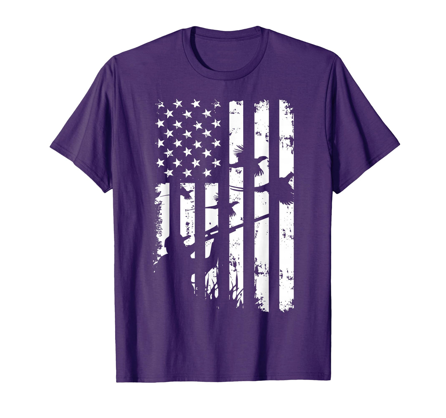 Waterfowl American Usa Flag Pheasant Hunting T-Shirt - Graphic Print Unisex - T-Shirt, Sweatshirt, Hoodie