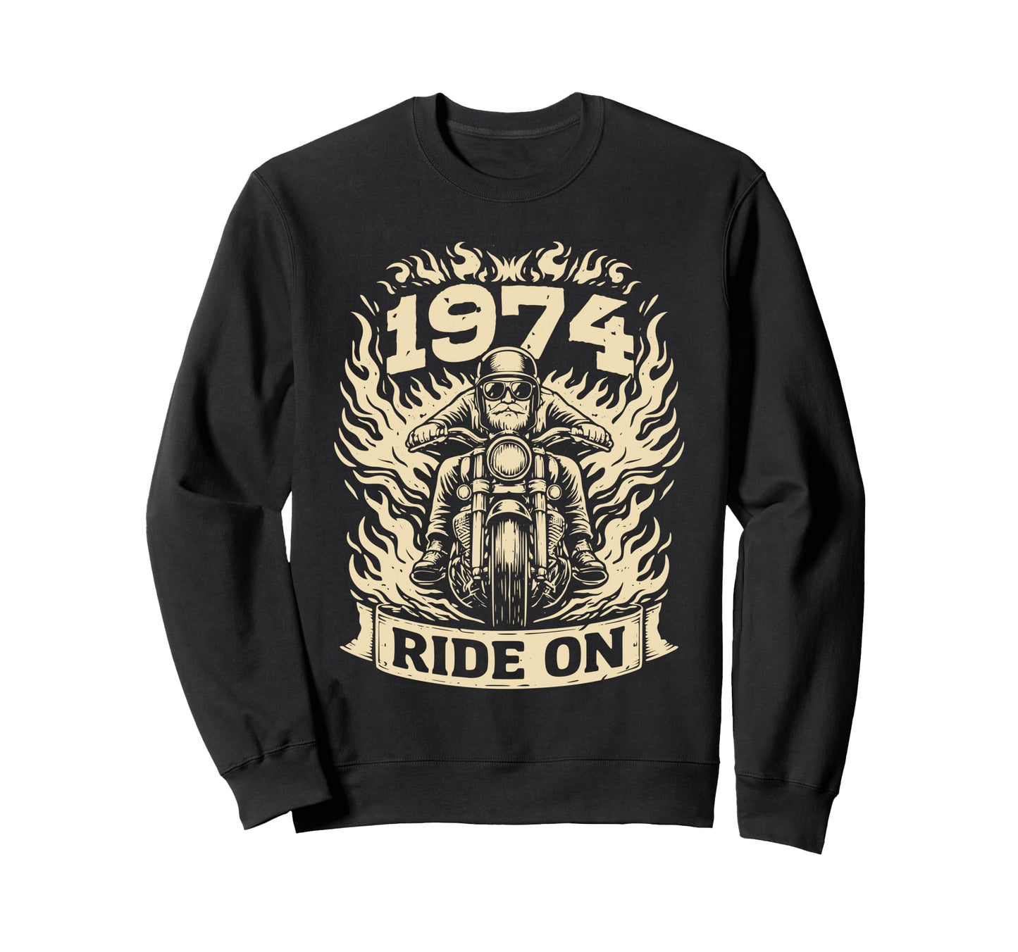 Biker 1974 Ride Birthday Sweatshirt - Minimalist Print Men Women - T-Shirt, Sweatshirt, Hoodie