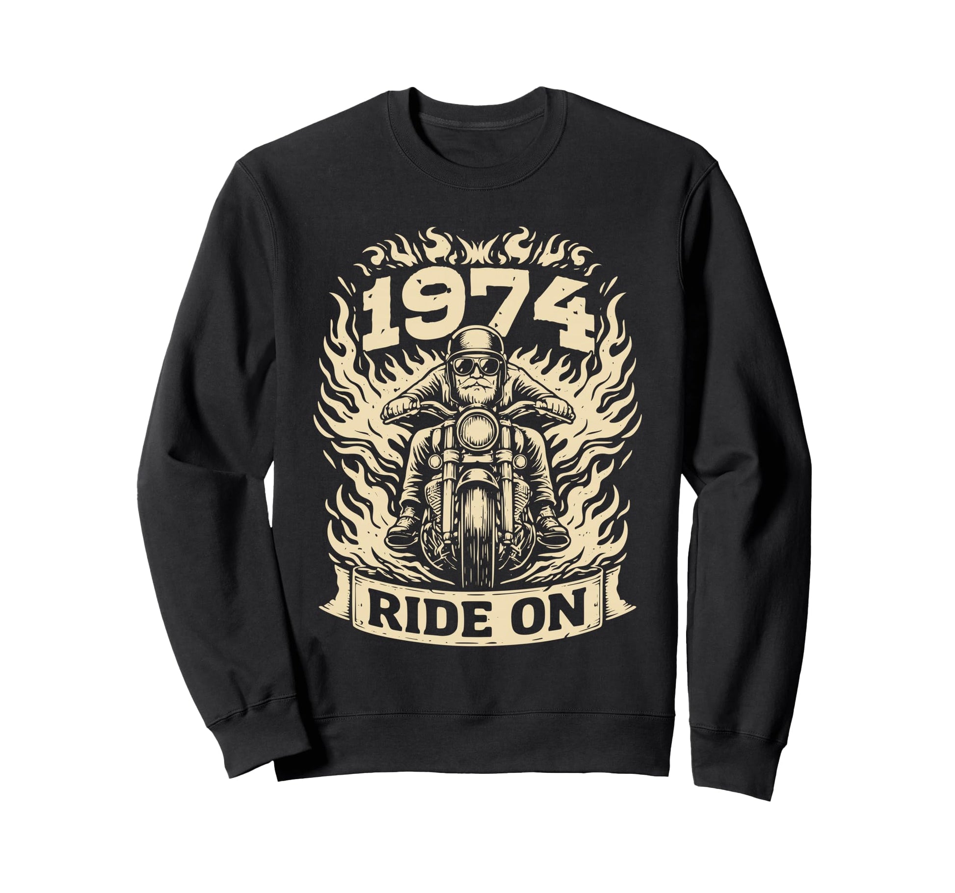 Biker 1974 Ride Birthday Sweatshirt - Minimalist Print Men Women - T-Shirt, Sweatshirt, Hoodie