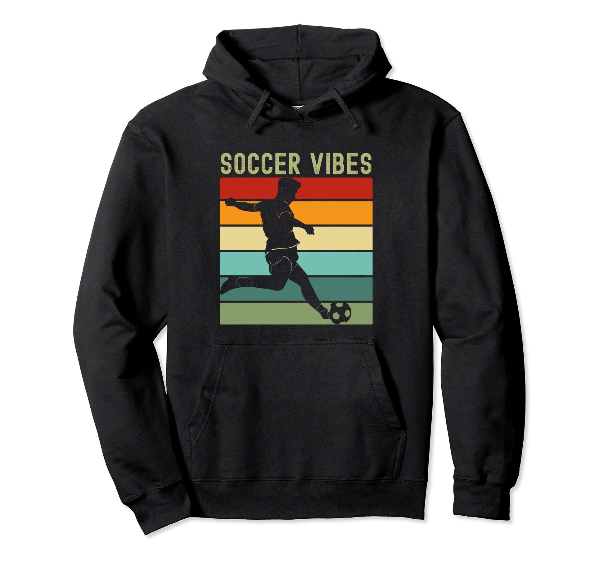 Soccer Vibes Soccer Player Stripes Sunset Hoodie - Novelty Apparel Unisex - T-Shirt, Sweatshirt, Hoodie