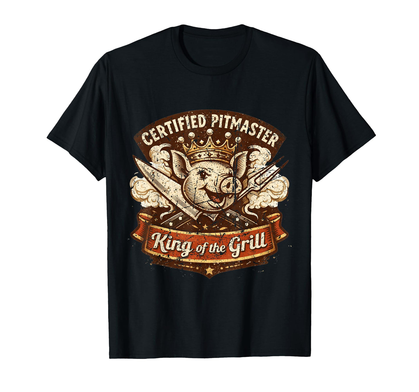 Certified Pitmaster Bbq Dad King T-Shirt - Custom Art Print for Adults - T-Shirt, Sweatshirt, Hoodie