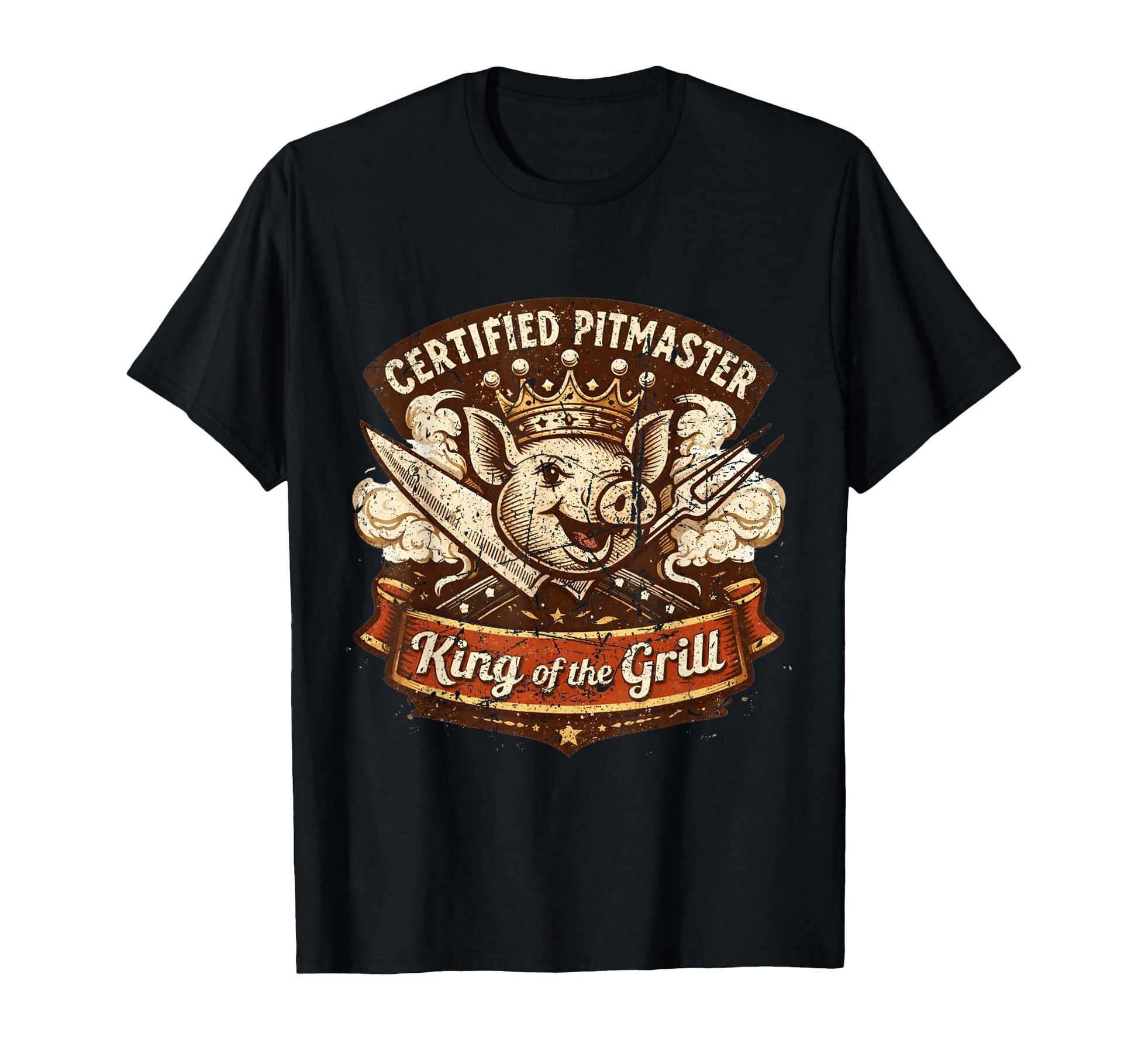 Certified Pitmaster Bbq Dad King T-Shirt - Custom Art Print for Adults - T-Shirt, Sweatshirt, Hoodie