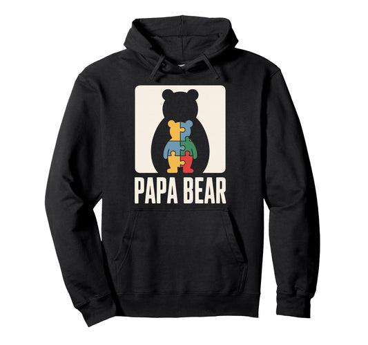 Autism Dad Papa Bear Autistic Child Hoodie - Aesthetic Graphic Unisex - T-Shirt, Sweatshirt, Hoodie