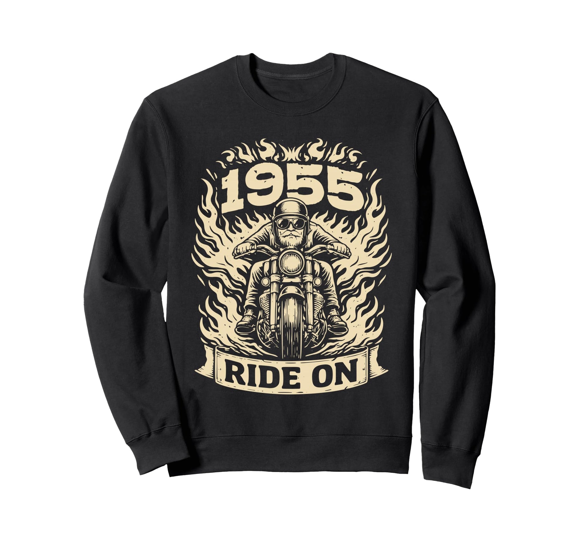 Biker 1955 Ride Birthday Motorcycle Sweatshirt - Trendy Graphic Unisex - T-Shirt, Sweatshirt, Hoodie