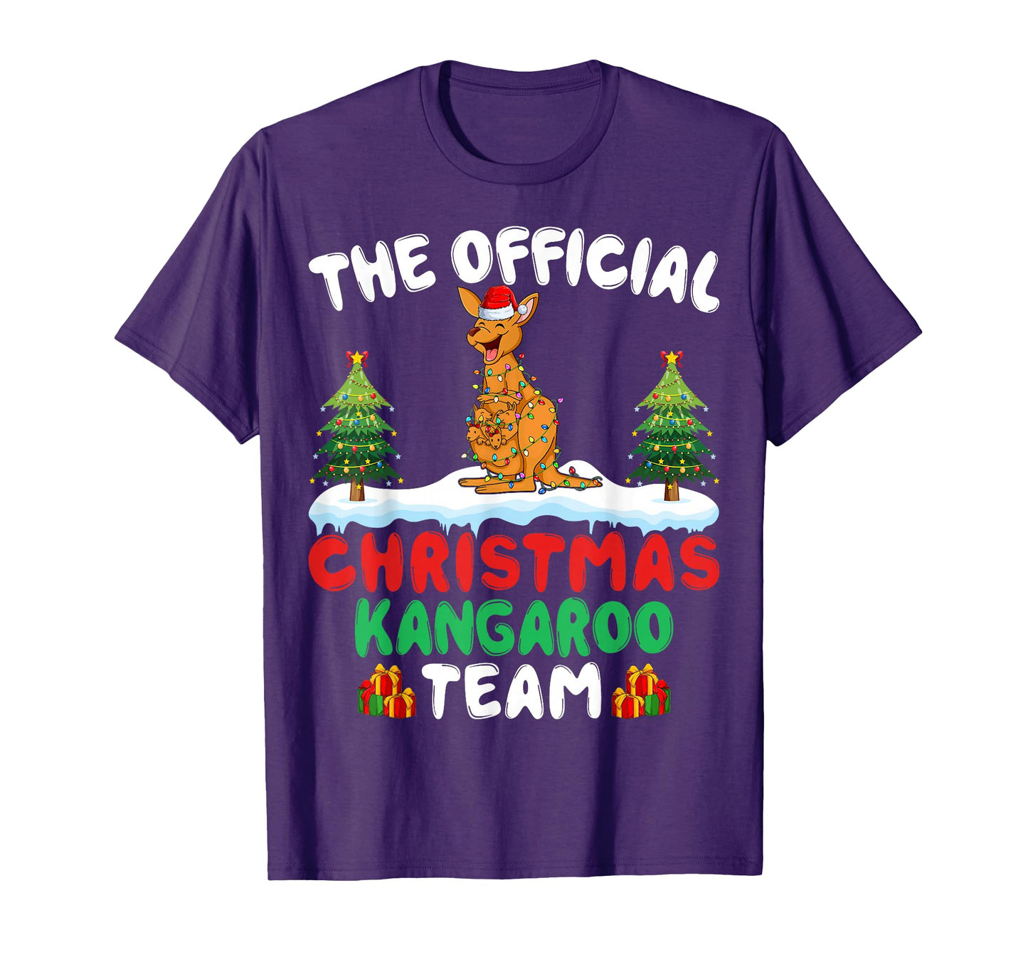 Kangaroo Santa Hat Lights Kangaroo T-Shirt - Fun Novelty Design for Adults - T-Shirt, Sweatshirt, Hoodie