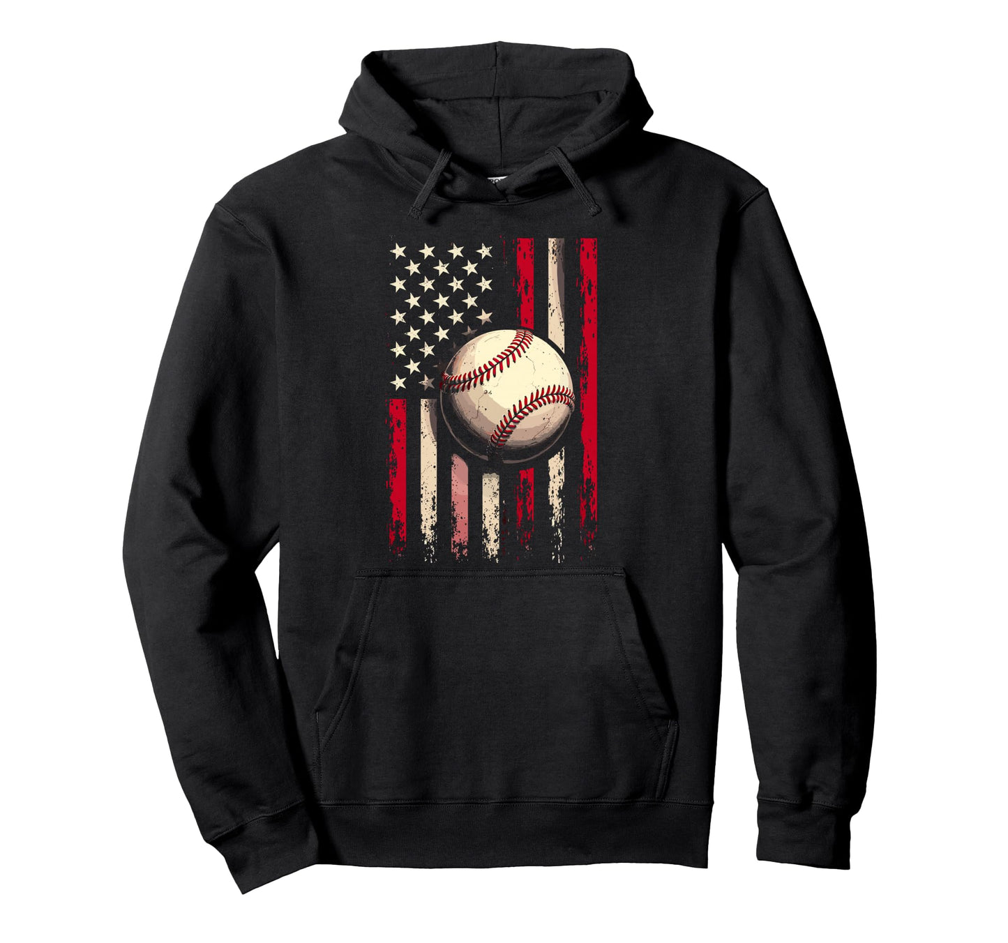 Baseball Us Flag Baseball Lover Dad Hoodie - Fun Novelty Design Men Women - T-Shirt, Sweatshirt, Hoodie