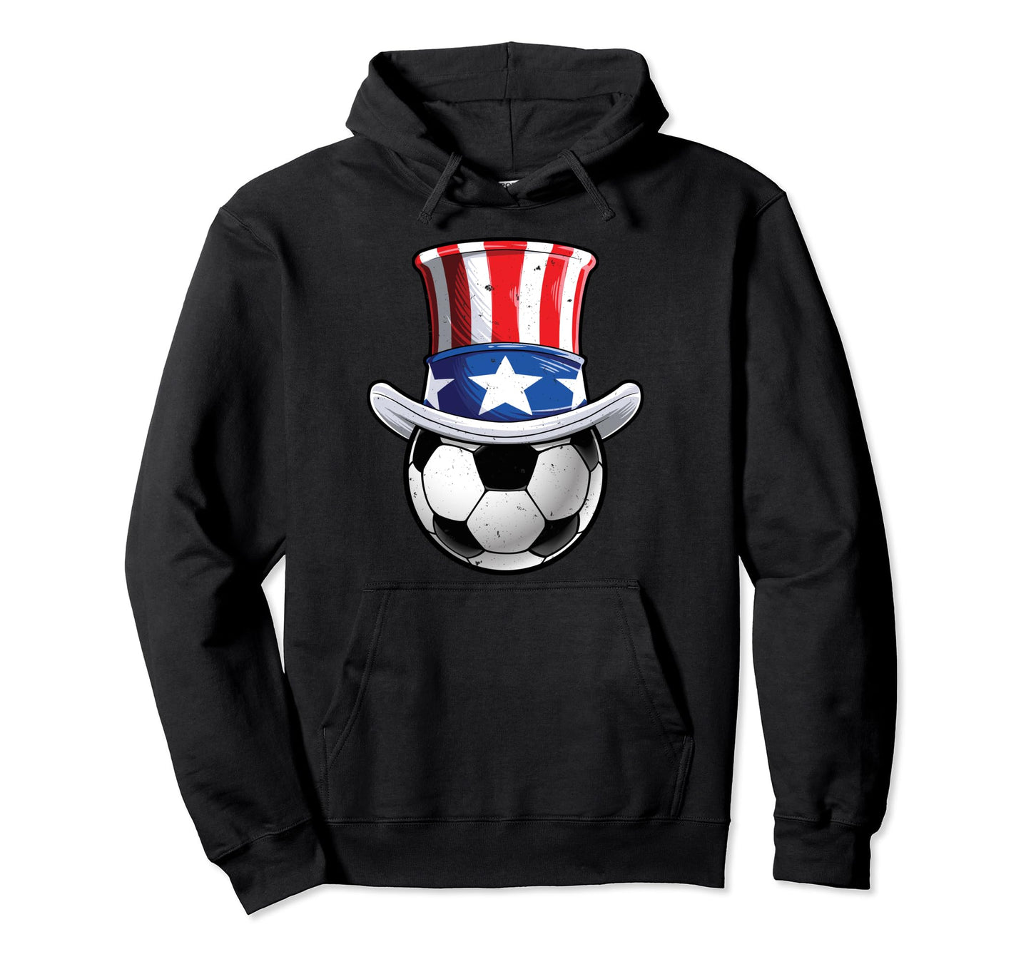 Soccer Ball 4Th July Uncle Sam American Flag Hoodie - Trendy Graphic Unisex - T-Shirt, Sweatshirt, Hoodie