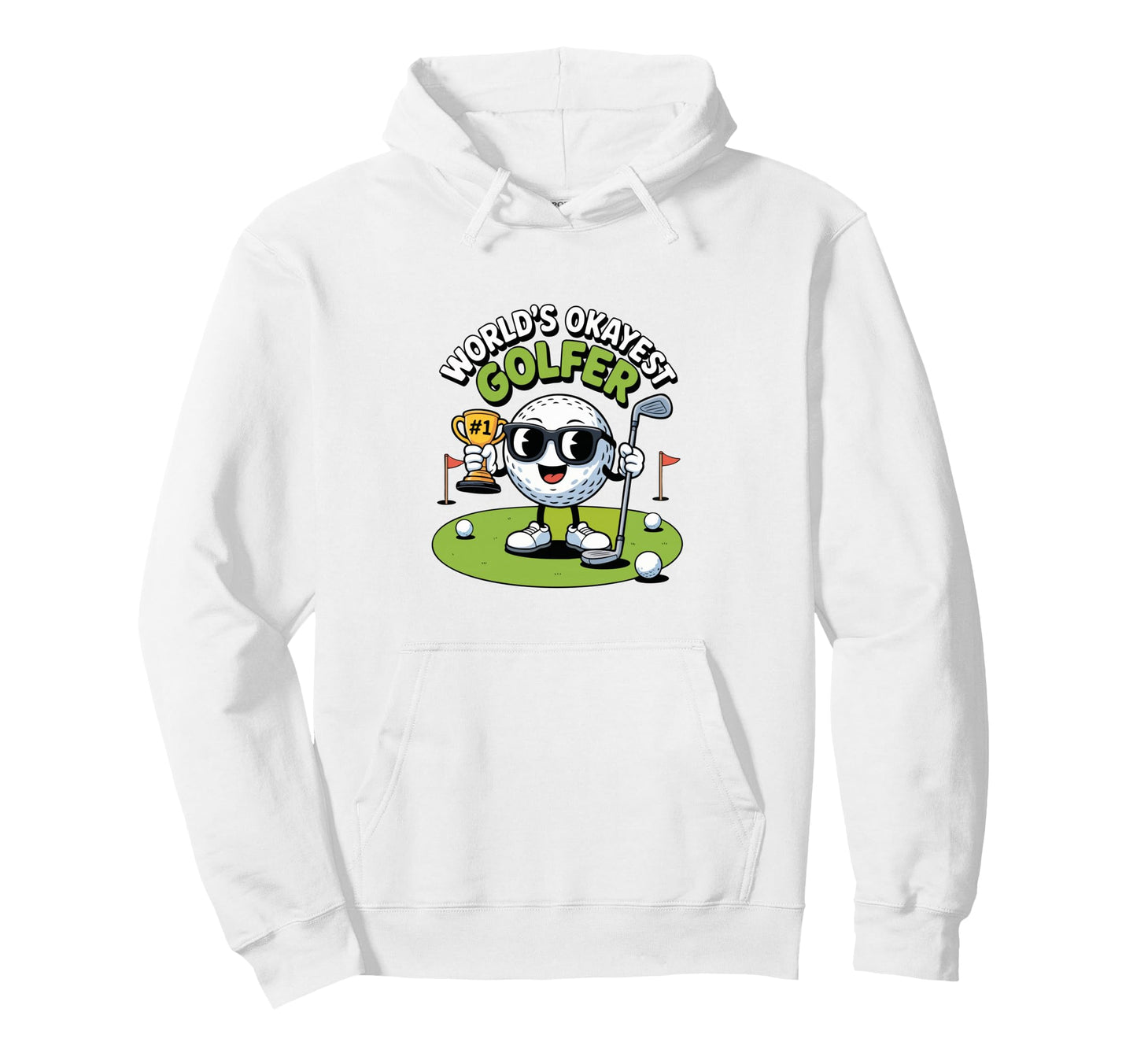 Worlds Okayest Golfer Ball Trophy Hoodie - Streetwear Style for Adults - T-Shirt, Sweatshirt, Hoodie