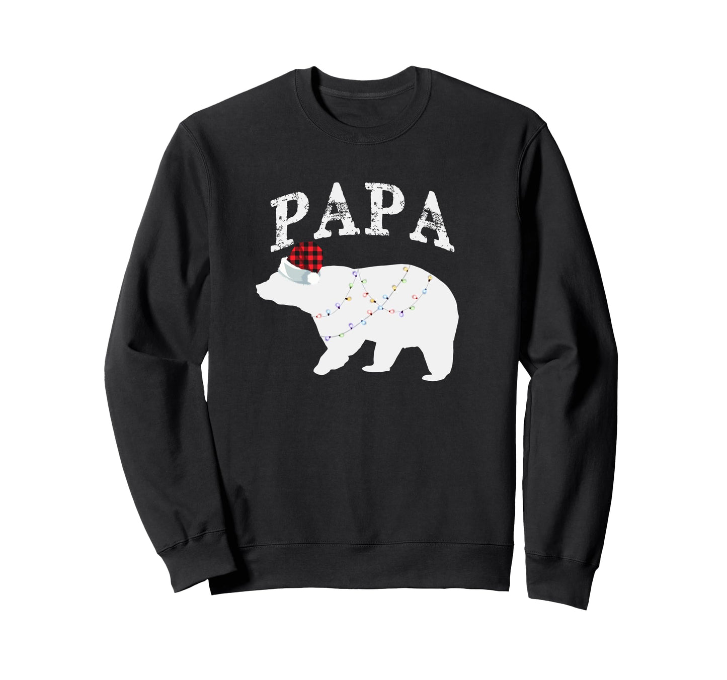 Papa Bear Buffalo Plaid Lights Sweatshirt - Fun Novelty Design Men Women - T-Shirt, Sweatshirt, Hoodie