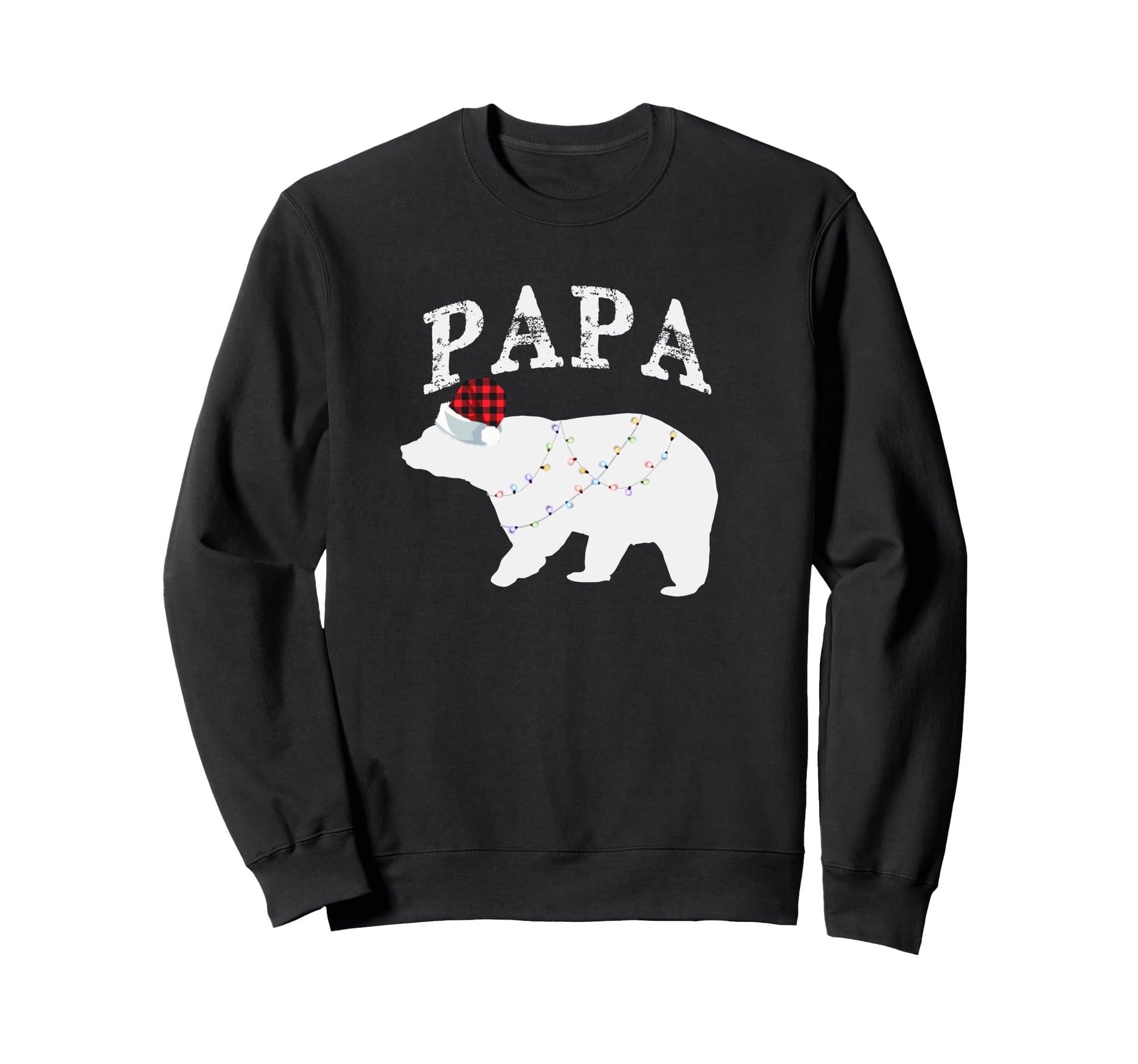 Papa Bear Buffalo Plaid Lights Sweatshirt - Fun Novelty Design Men Women - T-Shirt, Sweatshirt, Hoodie