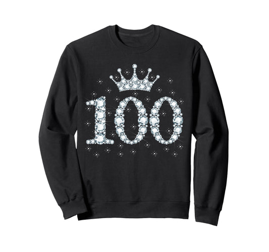 100 Crown 100 Years Old Happy 100Th Sweatshirt - Trendy Graphic for Adults - T-Shirt, Sweatshirt, Hoodie