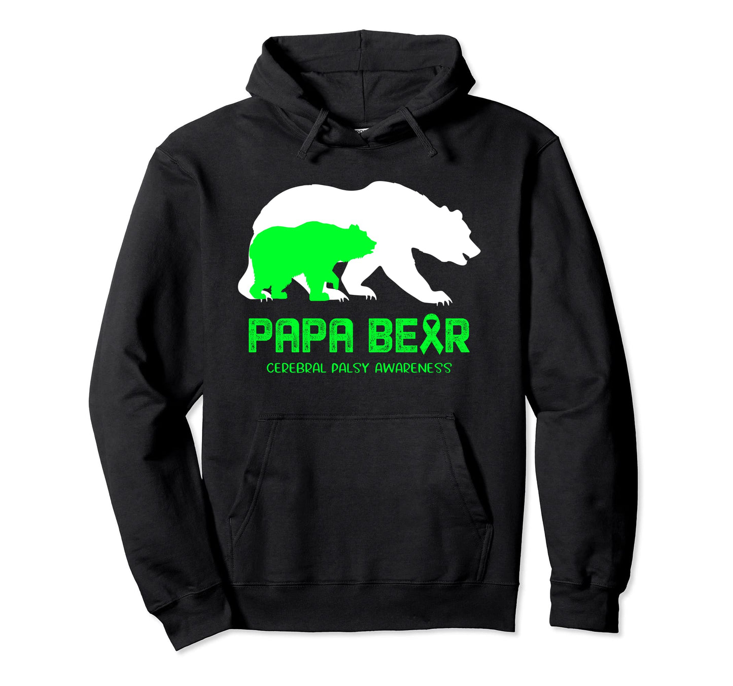 Papa Bear Cerebral Palsy Awareness Hoodie - Aesthetic Graphic Unisex - T-Shirt, Sweatshirt, Hoodie