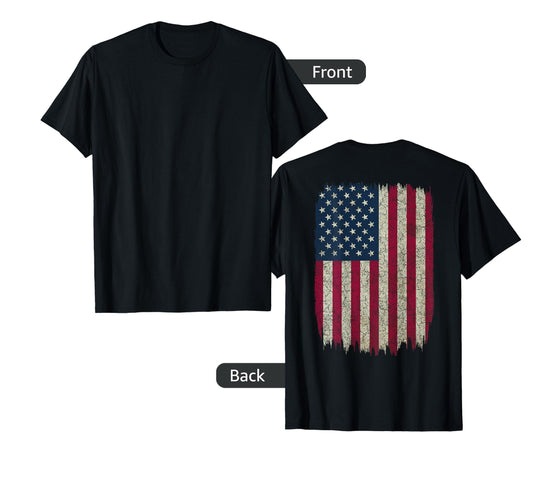 American Flag Distressed Back Usa Gift T-Shirt - Minimalist Print Men Women - T-Shirt, Sweatshirt, Hoodie
