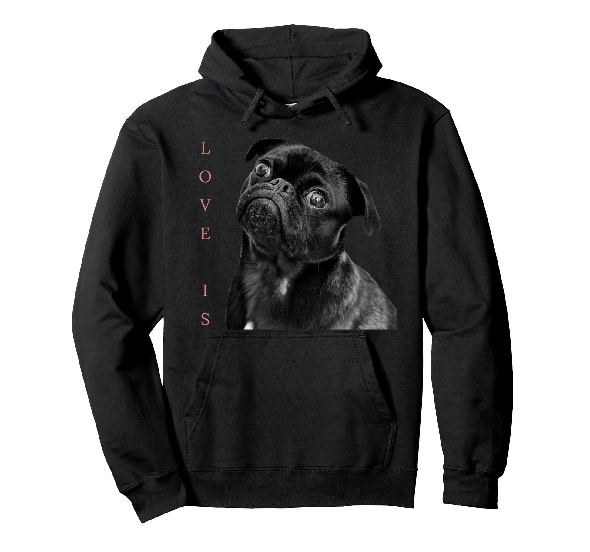 Black Pug Pug Mom Dad Life Love Dog Hoodie - Fun Novelty Design for Adults - T-Shirt, Sweatshirt, Hoodie