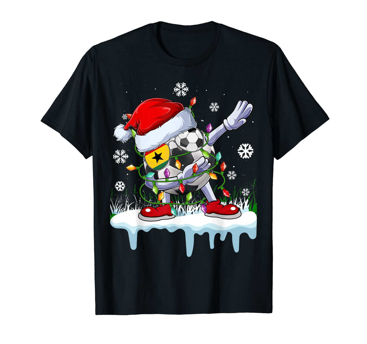 Funny Santa Dabbing Ghana Soccer Fans T-Shirt - Novelty Apparel for Adults - T-Shirt, Sweatshirt, Hoodie