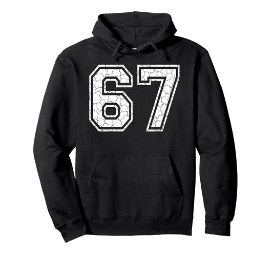 67 Number Sixty Seven Team Sports Grunge Hoodie - Graphic Print for Adults - T-Shirt, Sweatshirt, Hoodie