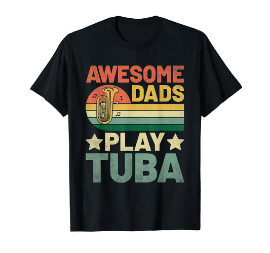 Awesome Dads Playing Tuba Musician T-Shirt - Custom Art Print Unisex - T-Shirt, Sweatshirt, Hoodie