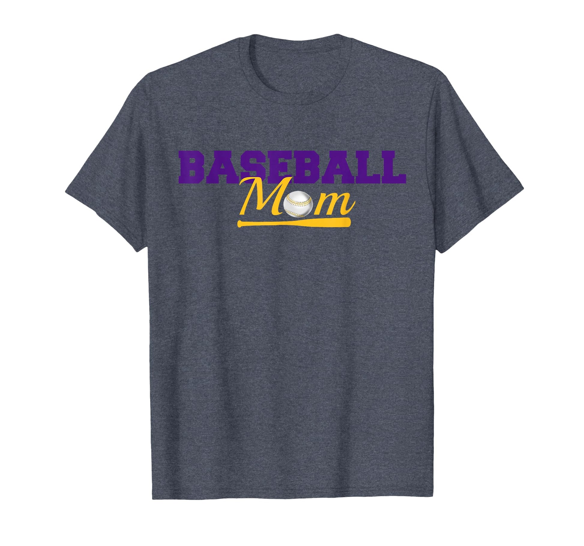 Baseball Mom Purple Gold Text Fun T-Shirt - Casual Everyday Wear Unisex - T-Shirt, Sweatshirt, Hoodie