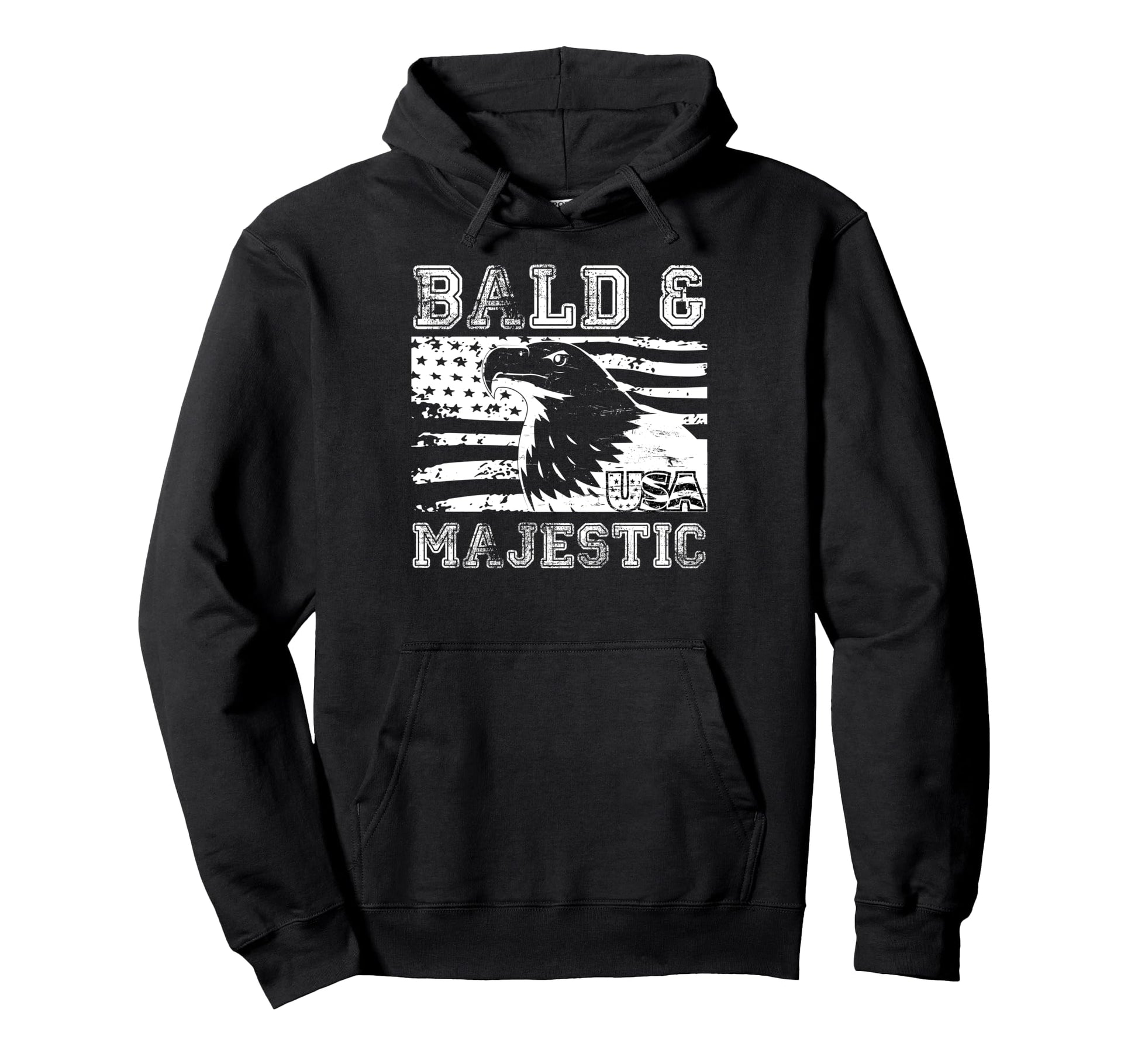 Bald Majestic Bald Guy Flag Dad Funny Hoodie - Minimalist Print Unisex - T-Shirt, Sweatshirt, Hoodie