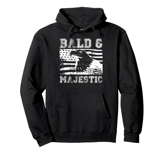 Bald Majestic Bald Guy Flag Dad Funny Hoodie - Minimalist Print Unisex - T-Shirt, Sweatshirt, Hoodie