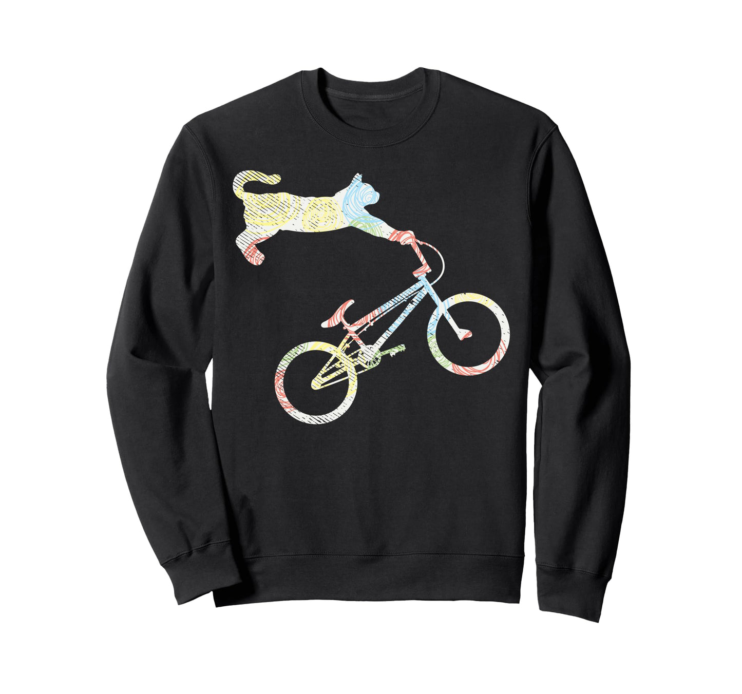 Biker Cat Bmx Bike Funny Animal Sweatshirt - Custom Art Print for Adults - T-Shirt, Sweatshirt, Hoodie