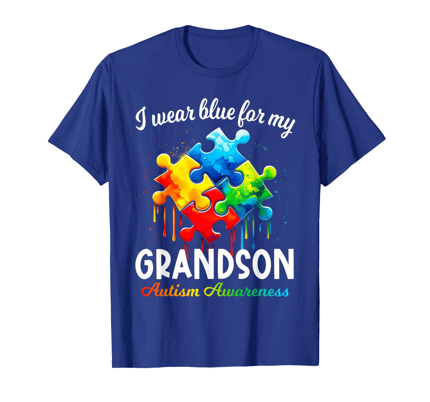 I Wear Blue My Grandson Autism T-Shirt - Minimalist Print Men Women - T-Shirt, Sweatshirt, Hoodie